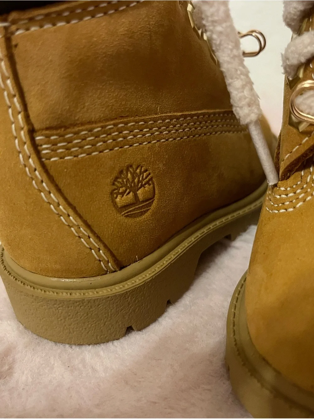 Timberland Toddler Wheat/Tan Suede Lace-Up Boots with Charm Accents